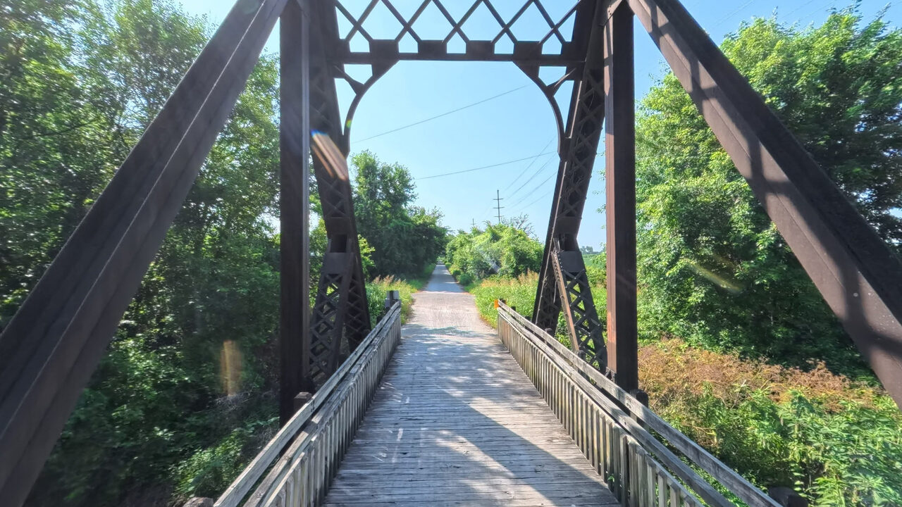 Iron truss bridge outside North Jefferson, from the Terrain360 capture