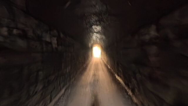 Inside the 1893 Rocheport tunnel looking out toward the light